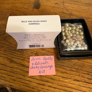 Avon Belle and Blush Earrings with Gold and Silver Beads